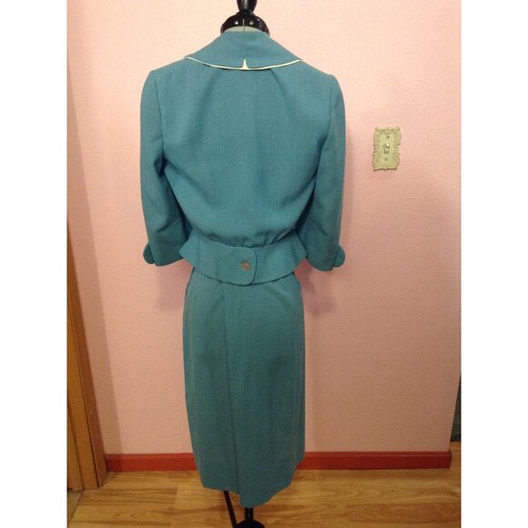Vintage 1950s '50s New Look Peplum Nipped-Waist Skirt Suit Lightweight - Picture 2 of 3